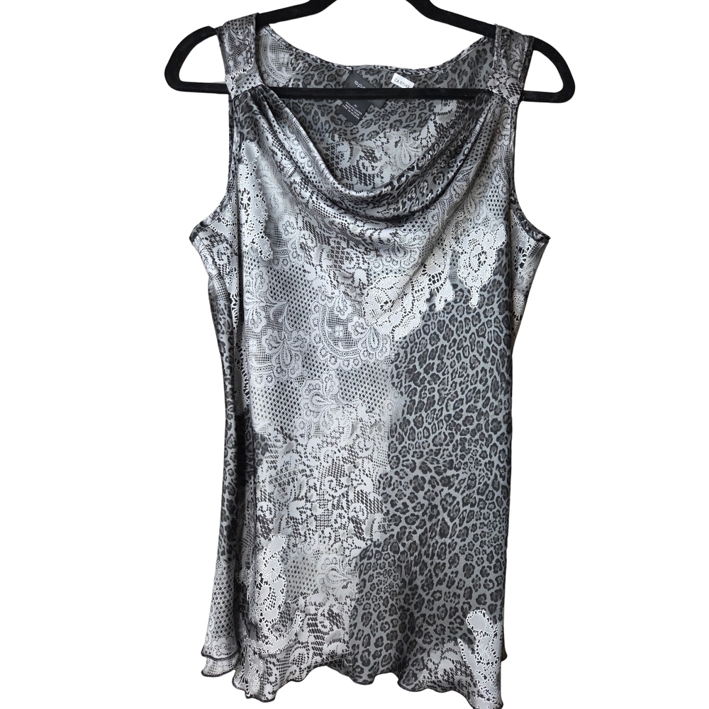 Spense Black and Gray Patterned Tank Top